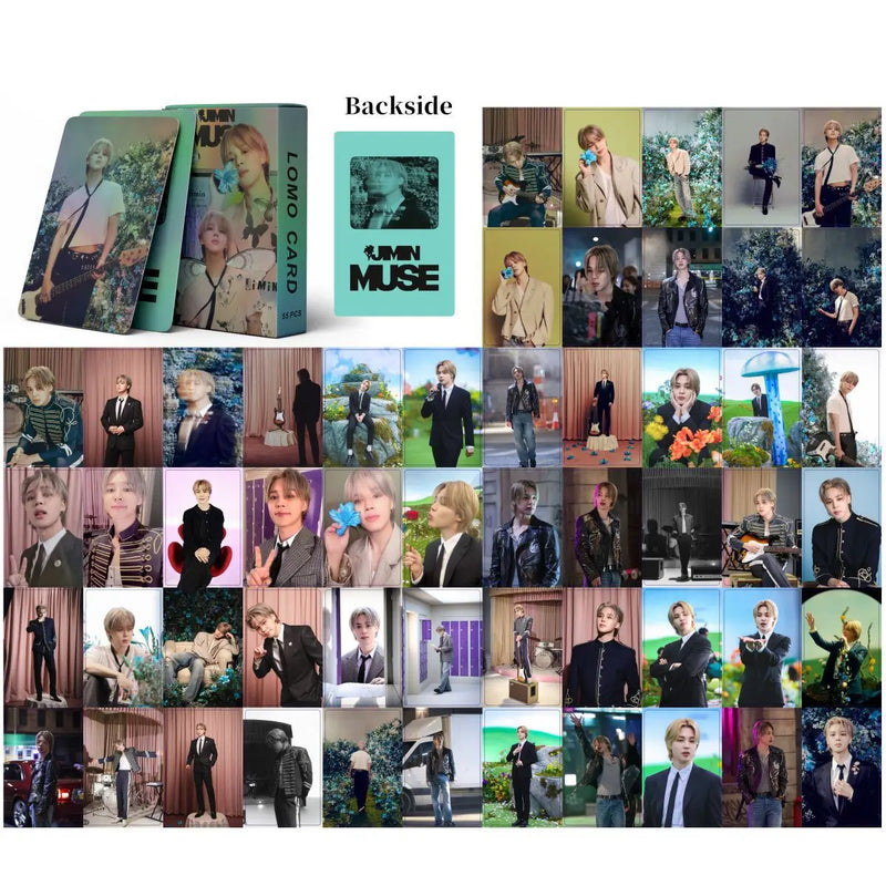 Photocards (LOMO) - Muse, Jimin BTS - 55 cards, box e cards holográficos